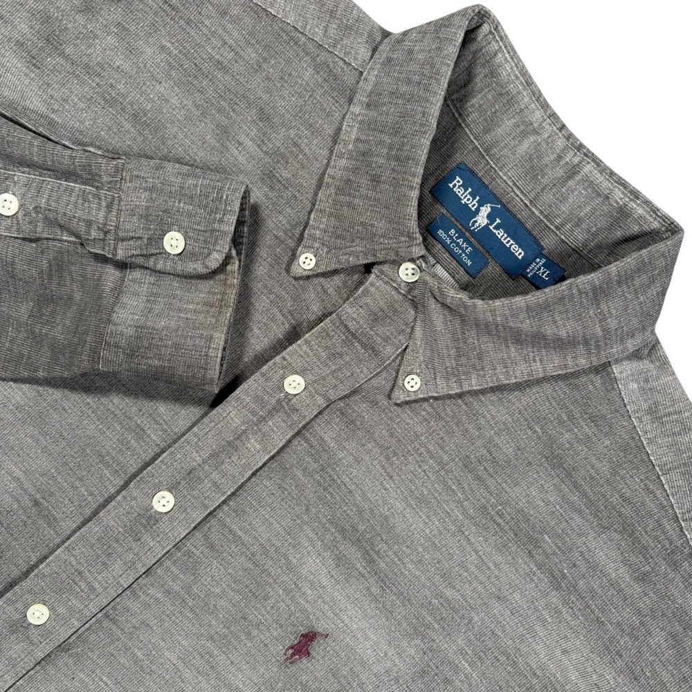 Vintage Ralph Lauren Corduroy Blake Shirt Mens XL Gray Button Down L/S Y2K